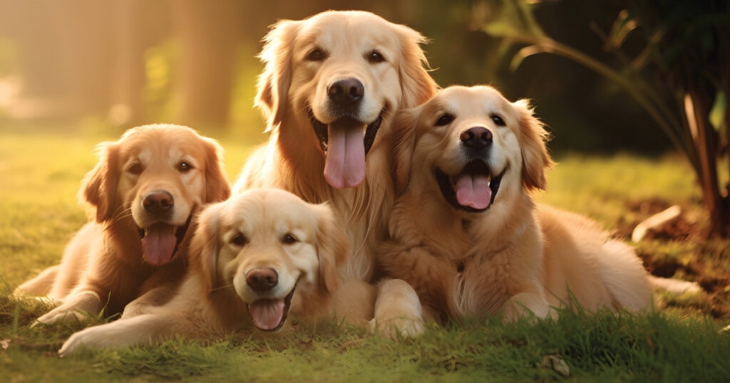 Golden Retriever cała rodzinka